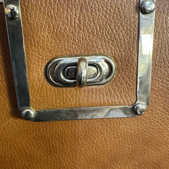 Vintage Mid-Century Continental Brown Leather Toggle Clasp Hand Bag Briefcase - Picture 5 of 12